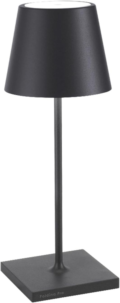 Zafferano, Poldina Pro Mini, Lampa de masa reincarcabila si wireless cu control tactil, utilizabila si ca lampa de exterior, Dimmer 2200-3000 K, Inaltime 30 cm, Gri inchis