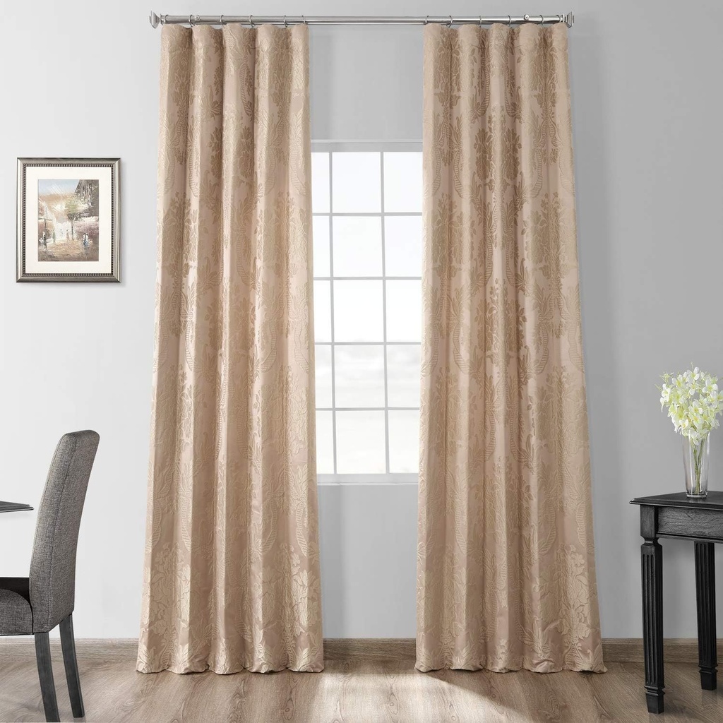 Draperii HPD JQCH-20122011-96 Magdelena, perdea jacquard din matase artificiala, bej si auriu, 50 x 96