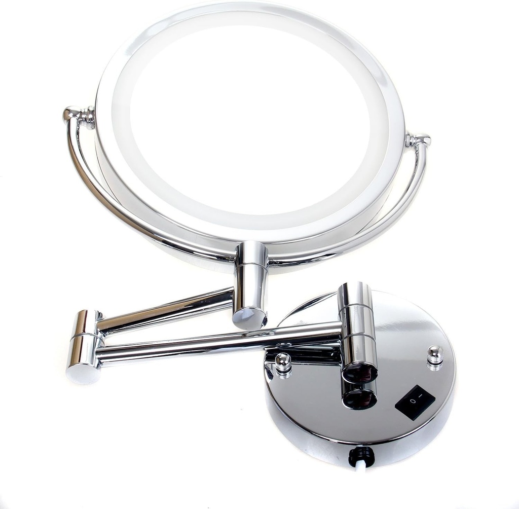 Oglinda de perete TUKA cu LED, oglinda cosmetica, marire 10x, 8 inch, montare pe perete cu suruburi, oglinda de baie iluminata, oglinda de machiaj, oglinda de ras, zoom normal + 10x, TKD3129-10x