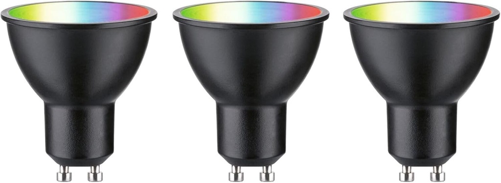 Reflector LED standard Paulmann 29153 Smart Home Zigbee 230 V GU10 3x350 lm 3x4.8 W RGBW+ reglabil, negru mat, sursa de lumina