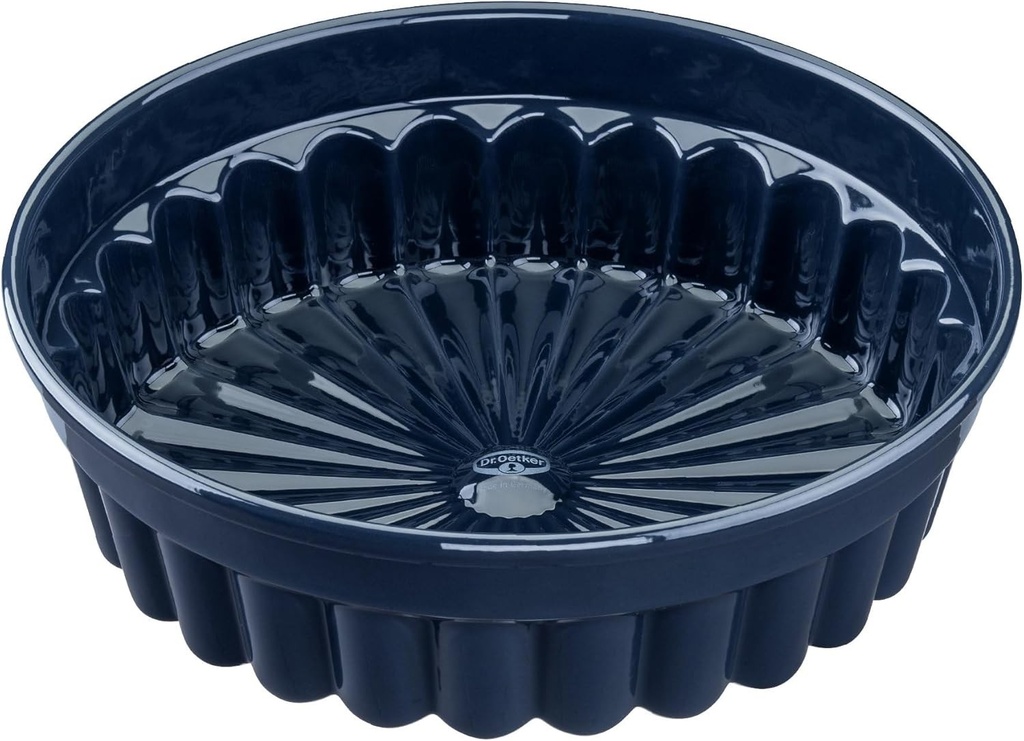Dr. Oetker Charlottenform Back-Liebe Email Ø28 cm – Strat de email premium, rezistent la taiere si zgarieturi, albastru ocean, lavabil in masina de spalat vase, tava de copt pentru prajituri, albastra