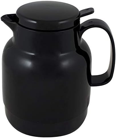 Cana termoizolanta din plastic Helios Mondo Push cu capac cu inchidere prin rasucire si buton, 1,3 l, neagra