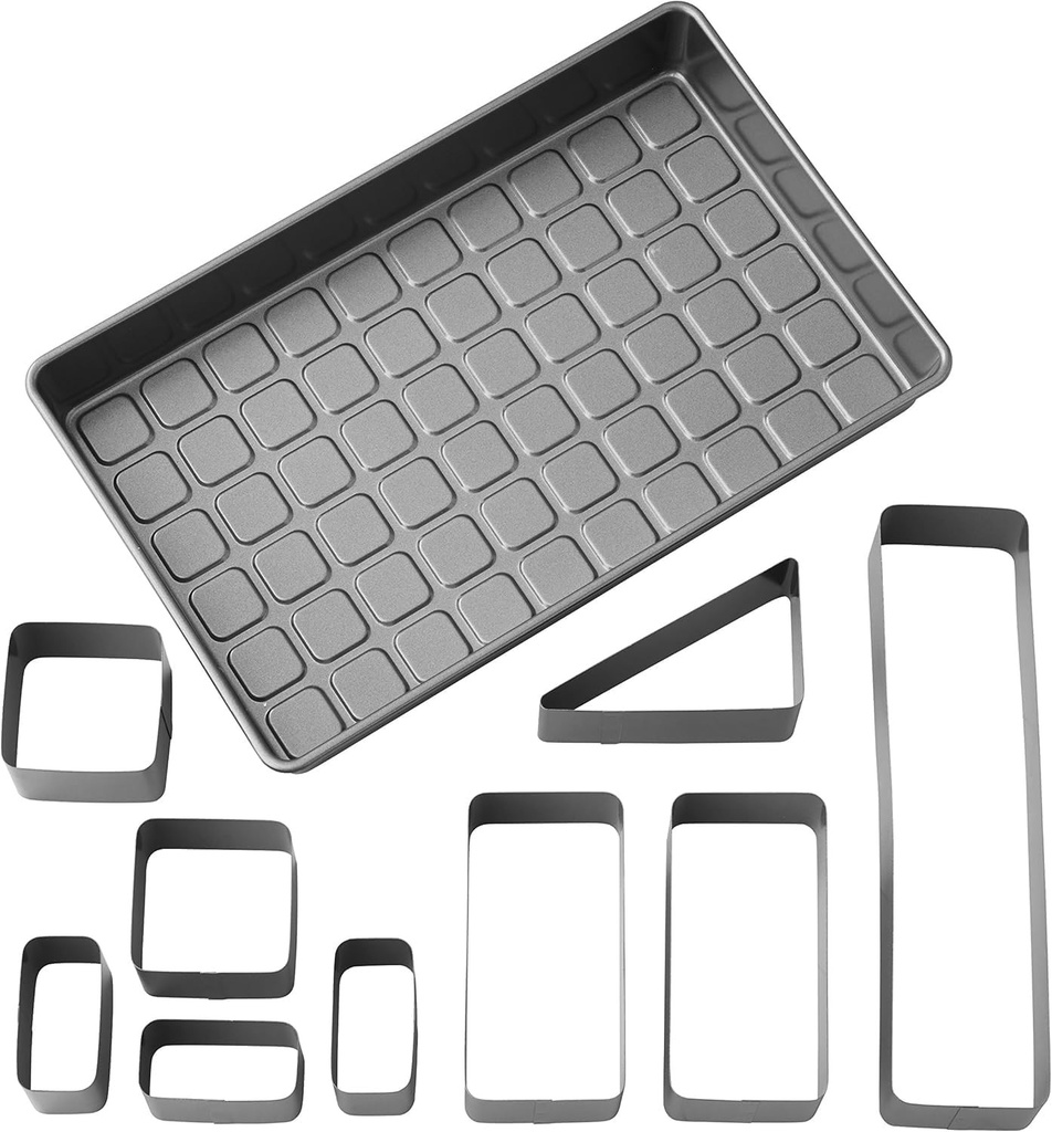 Tava antiaderenta reglabila Wilton cu litere si numere, set de 10 piese, neagra