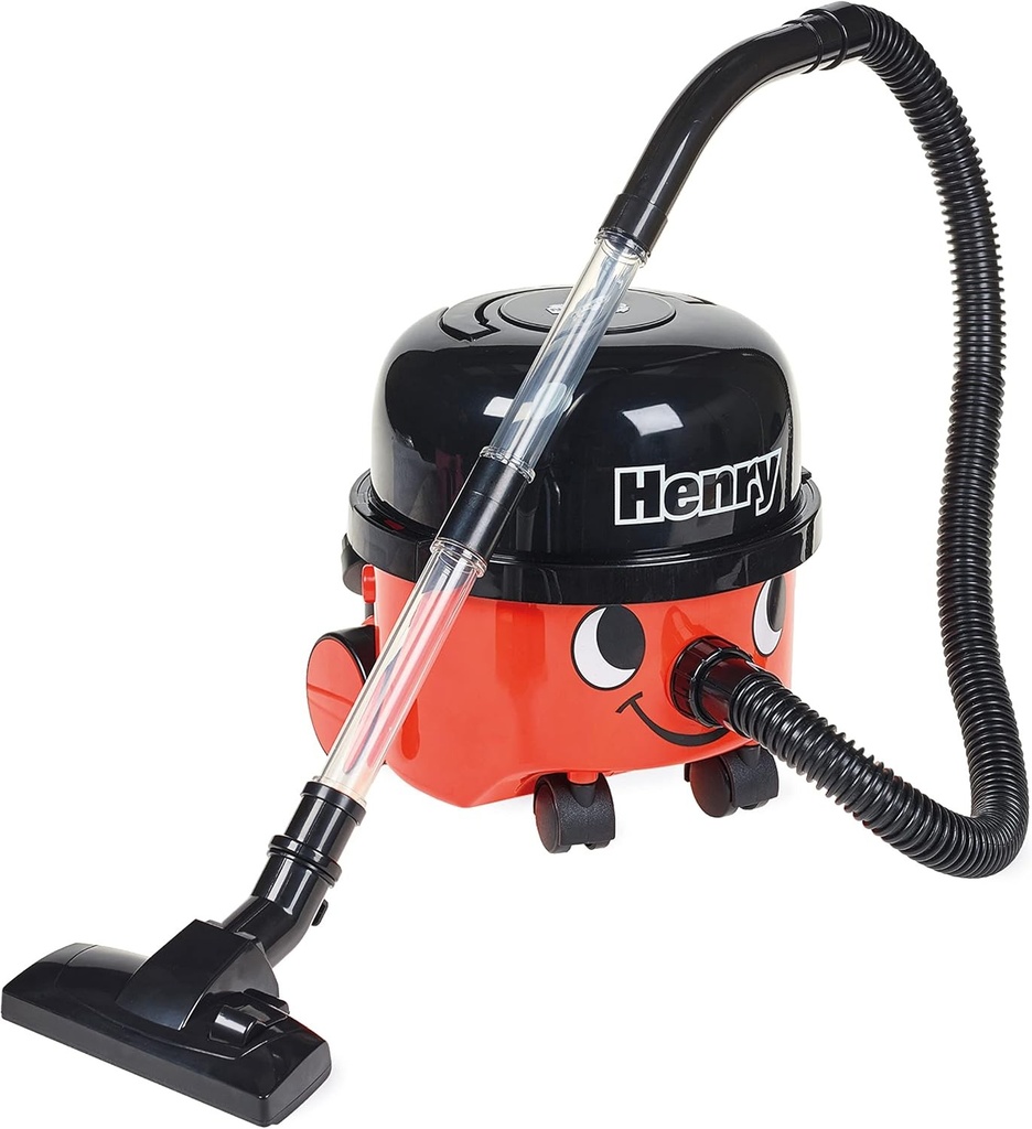 Casdon Henry & Hetty Toys - Aspirator Henry - Aspirator rosu functional cu duza - Kit de curatare pentru copii - Varste 3+, 23,2 x 21,2 x 22,8 cm