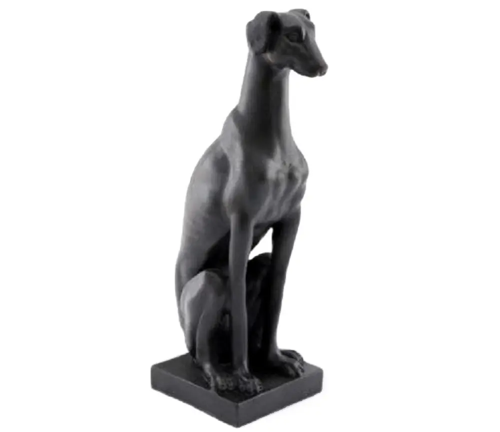 Figurina decorativa Whippet (caine/animal de companie), rasina, neagra