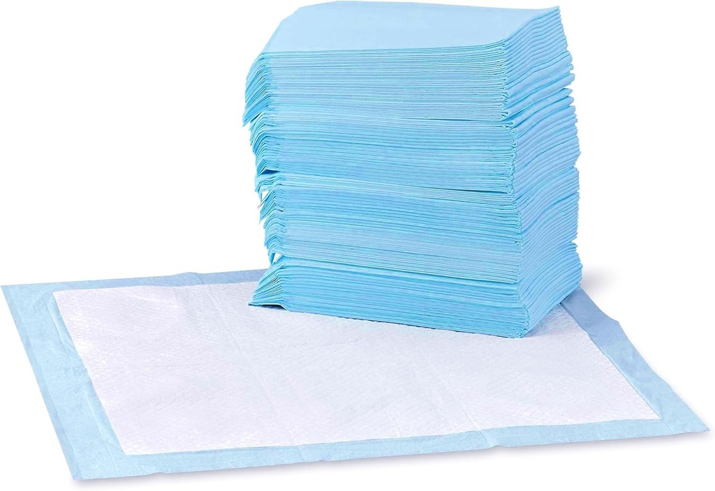Tampoane de dresaj Amazon Basics pentru caini si catei, design etans cu 5 straturi si suprafata cu uscare rapida, standard (100 bucati), albastru
