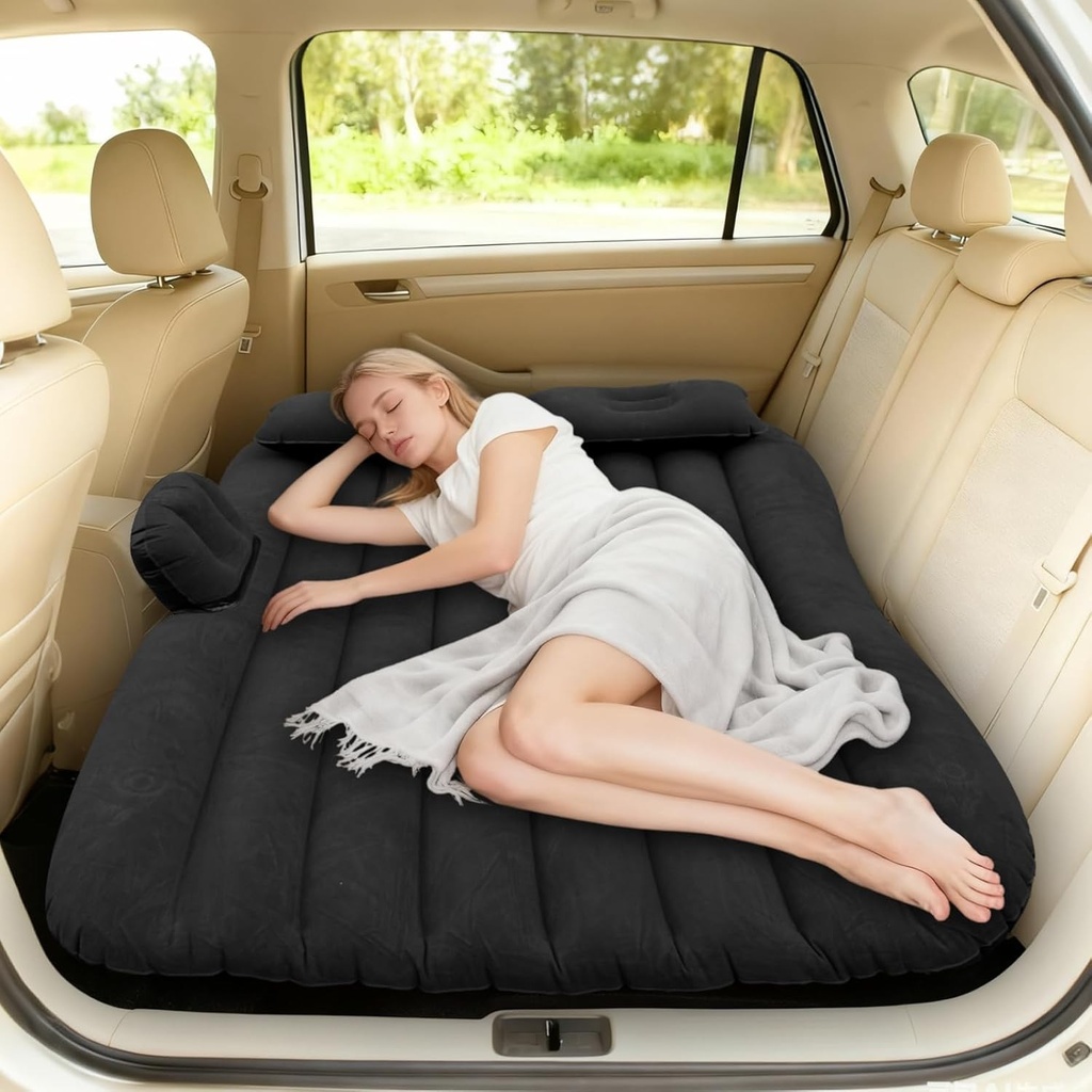 Saltea auto Icelus, saltea gonflabila pentru SUV, cu pompa de aer, 138 * 88 * 12 cm, saltea gonflabila pentru camping, pentru bancheta din spate a masinii, saltea mai groasa pentru portbagaj, pentru camping, calatorii in aer liber