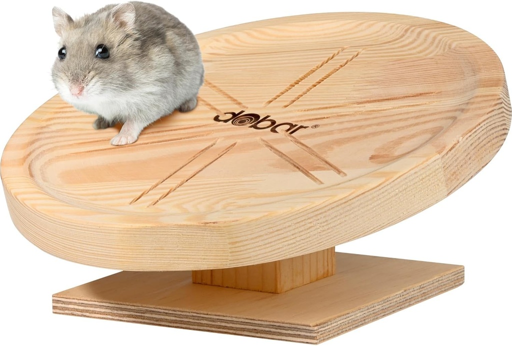 Disc de alergare Spidi din lemn masiv pentru animale mici, platforma de alergare silentioasa pentru hamsteri, gerbili si hamsteri pitici, Ø 20 cm, prietenos cu spatele si stabil