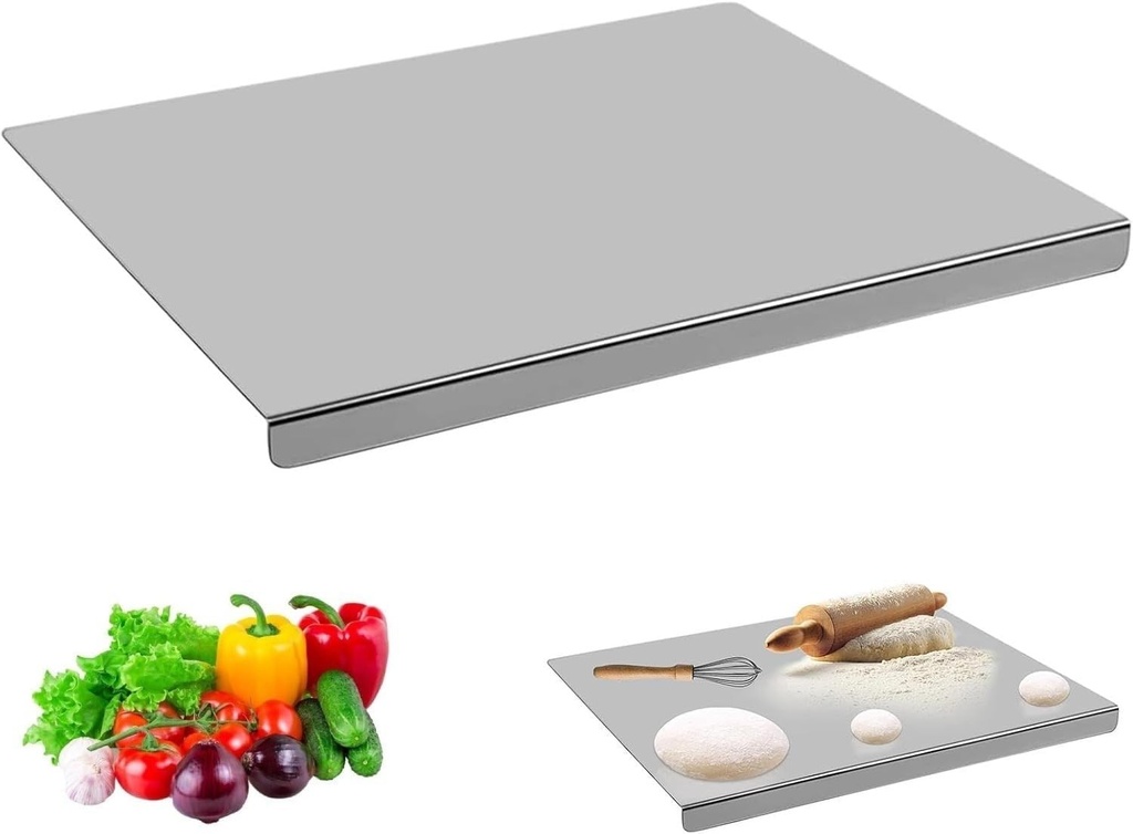 Tocator din otel inoxidabil 30 x 40 cm, tocator de bucatarie, blat de lucru pentru framantat, blat de bucatarie cu margine ridicata, blat de bucatarie metalic, potrivit pentru masina de spalat vase, pentru framantat, taiat si copt