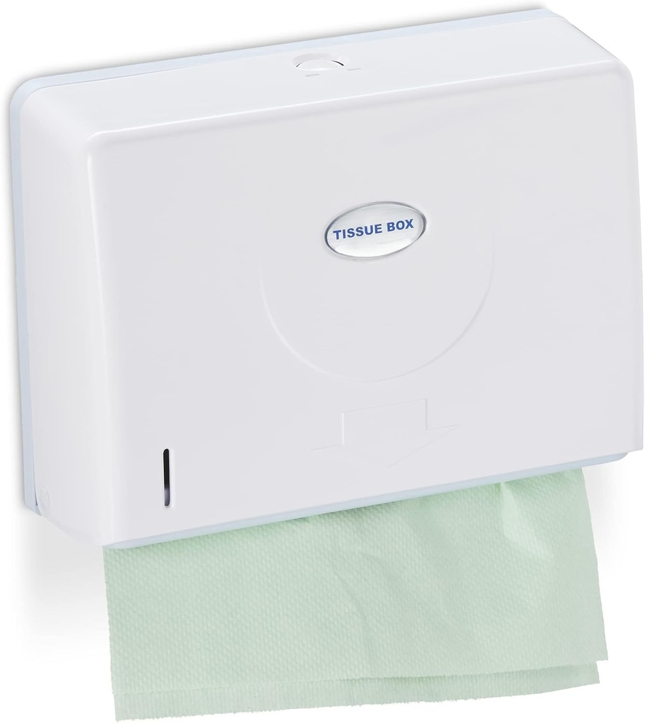 Dispenser de prosoape de hartie Relaxdays, montat pe perete, pentru prosoape de hartie H2, dimensiuni (I x L x A): 20,5 x 27,5 x 10 cm, alb