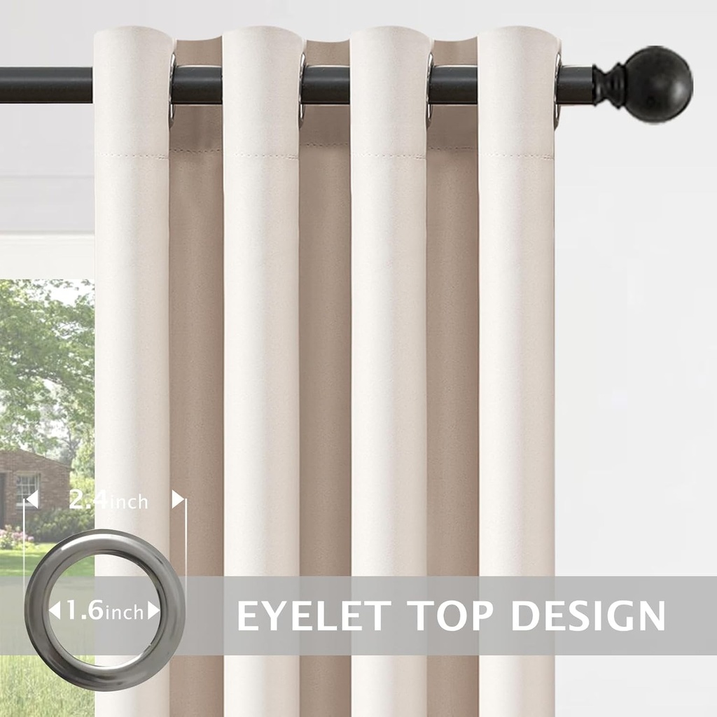 MRTREES Perdele termice opace bej pentru ferestrele din sufragerie, izolatoare, rezistente la caldura, material gros, rezistente la frig, reduc zgomotul, perdele de usa cu ochiuri pentru dressinguri si dormitoare, latime 140 x inaltime 280 cm