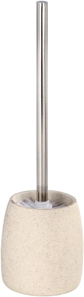 Set de toaleta WENKO Goa, suport pentru perie de toaleta din piatra artificiala grea (polirasina) cu aspect de piatra naturala, inclusiv perie de toaleta cu cap de perie inlocuibil, Ø 11,8 cm x 38,5 cm, bej