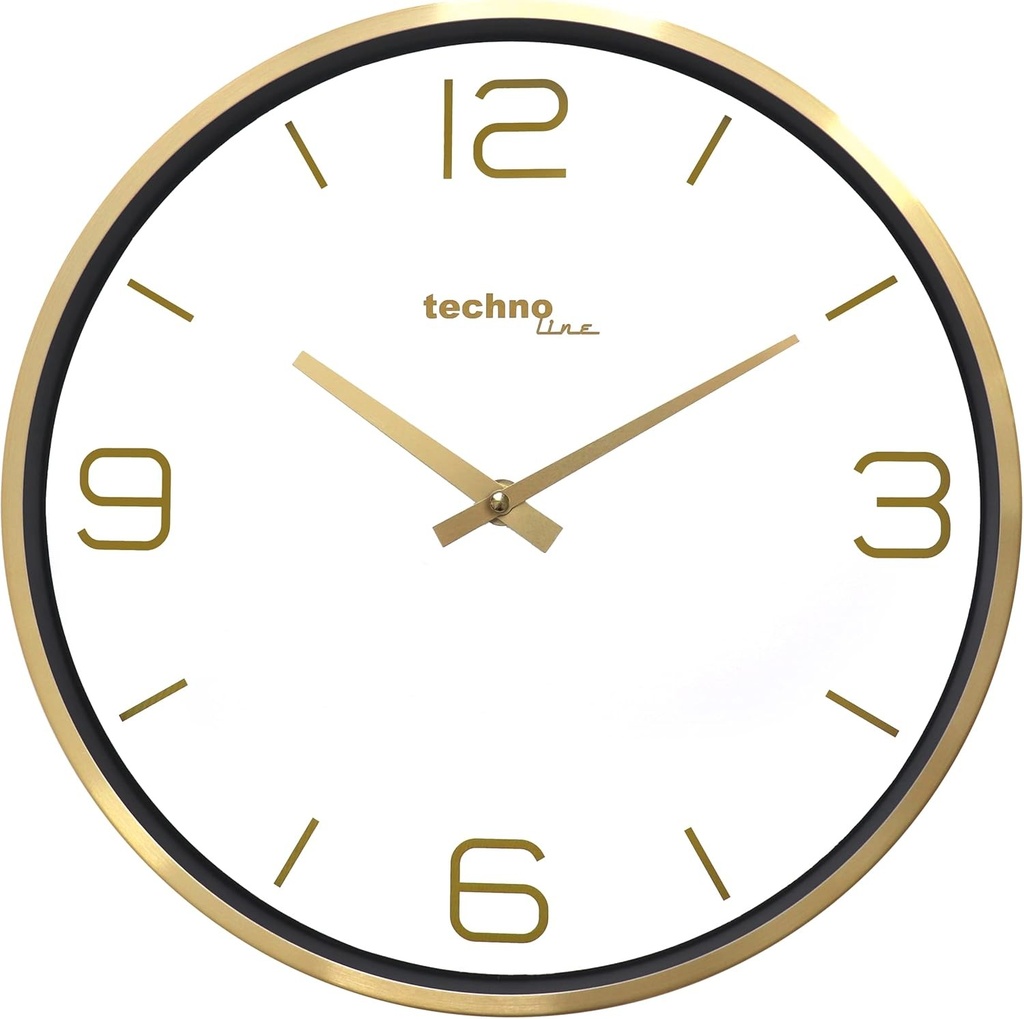 Ceas de perete clasic Technoline WT7280, contrast ridicat si usor de citit, 30 cm, auriu