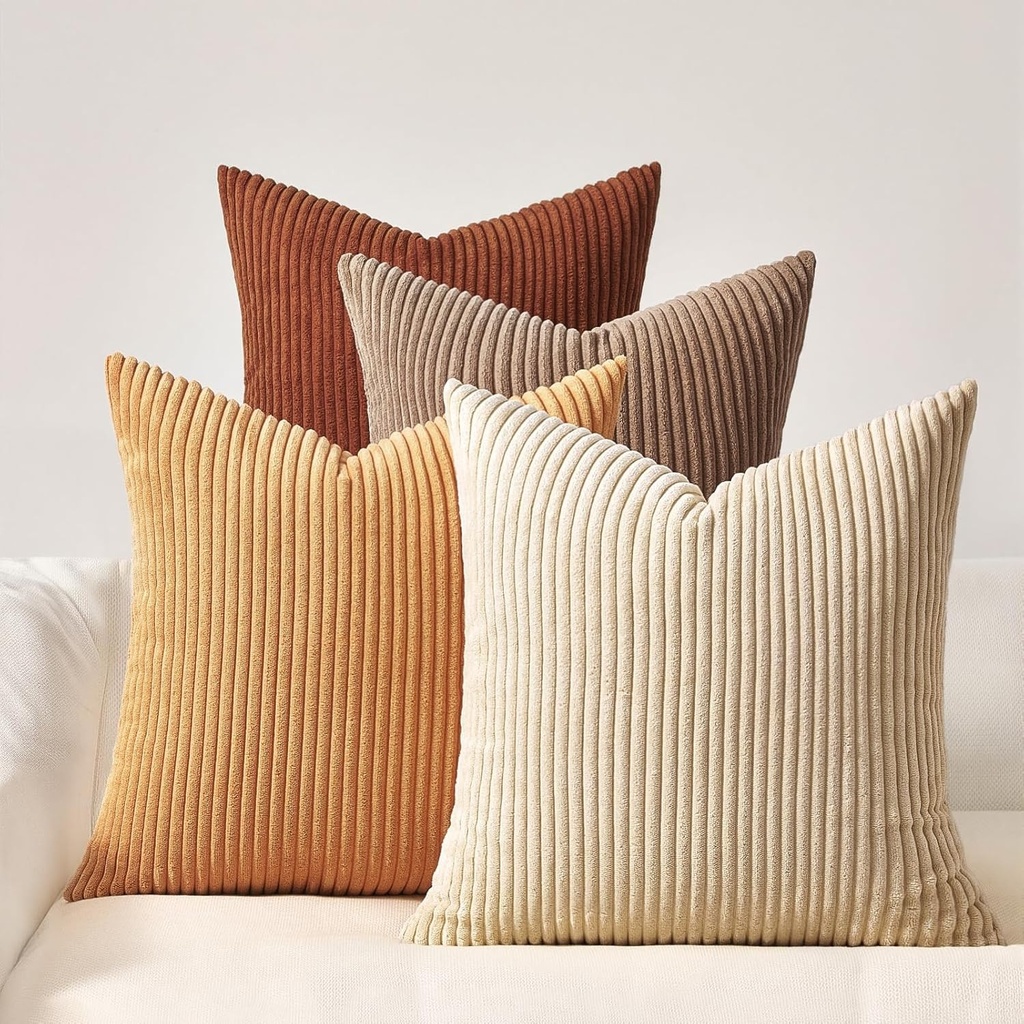 Topfinel 40 x 40 cm Toamna Galben Portocaliu Catifea reiata, Dormitor, Living, Decor Acasa, Set de 4, Canapea, Pat, Gradina, Estetica Scandinava