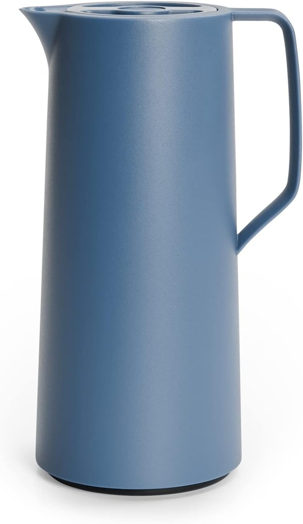 Carafa izolata Emsa Motiva 1L, cafetiera cu inchidere rapida, mentine bauturile calde timp de 12 ore, reci timp de 24 de ore, captuseala din sticla, fabricata in Germania, design nordic, albastru nordic, N41703