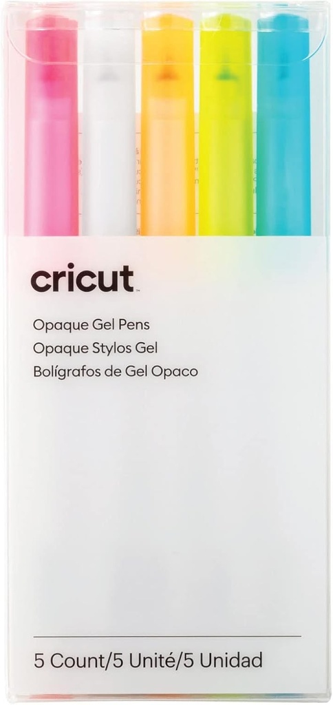 Set de pixuri cu gel opace Cricut 2009849 | Brights | Punct central 1,0 mm | Pachet de 5 | Pentru utilizare cu masinile Explore si Maker, multicolore si Cricut Explore & Maker
