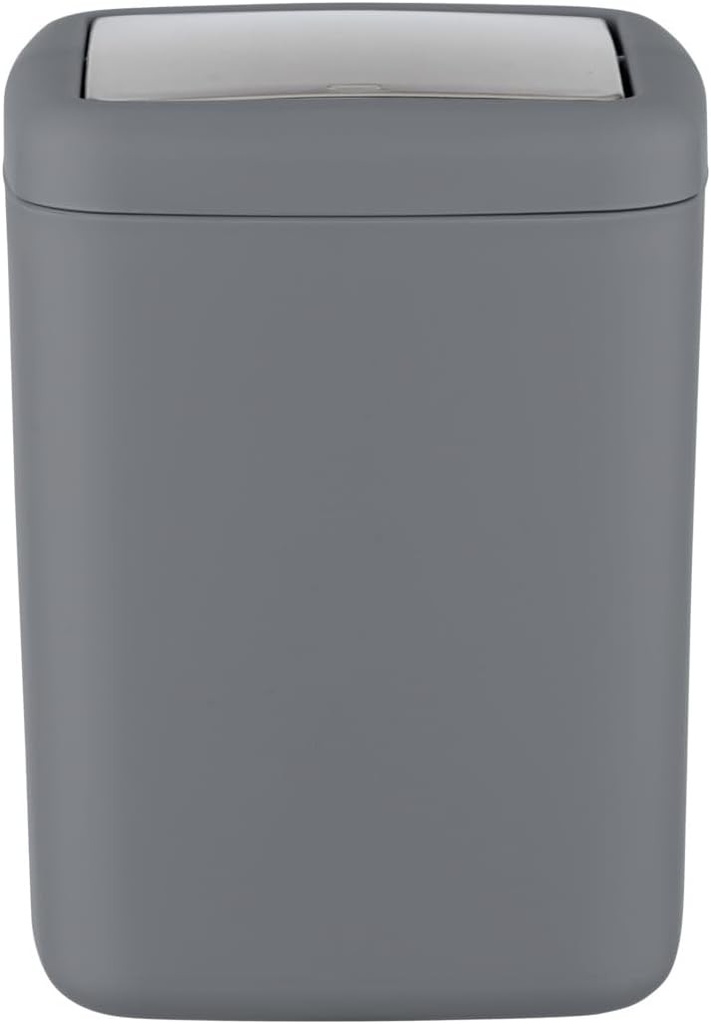 Cos de gunoi cu capac basculant WENKO, model Barcelona S, 3 litri, cos de gunoi de masa cu capac pentru bucatarie si sufragerie, cos mic pentru cosmetice din plastic special, fara BPA, 15 x 20 x 15 cm, antracit