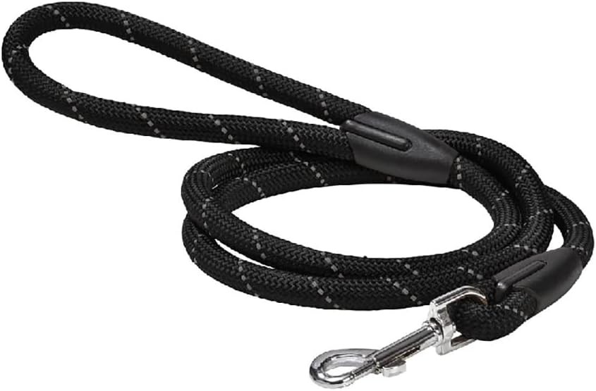 Lesa tubulara pentru caini Bobby Walk, lesa pentru dresaj, nailon durabil, 3 lungimi, neagra, 180x1,2 cm