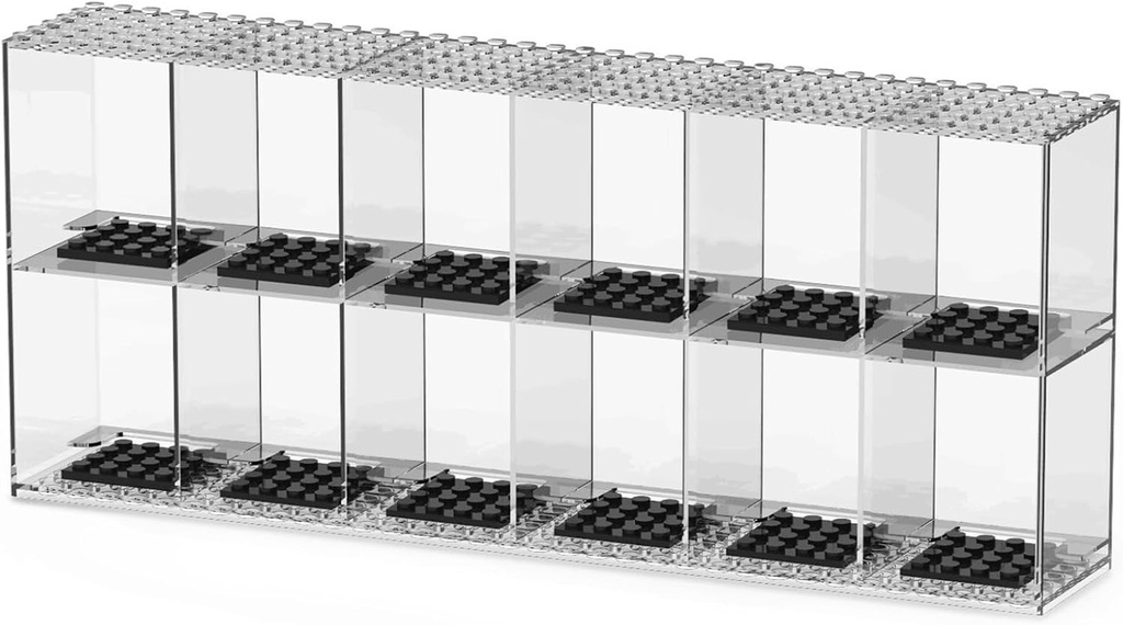 Vitrina pentru minifigurine, cutie de prezentare acrilica stivuibila Banaone, cutie de depozitare rezistenta la praf pentru blocuri de constructie (2 straturi)