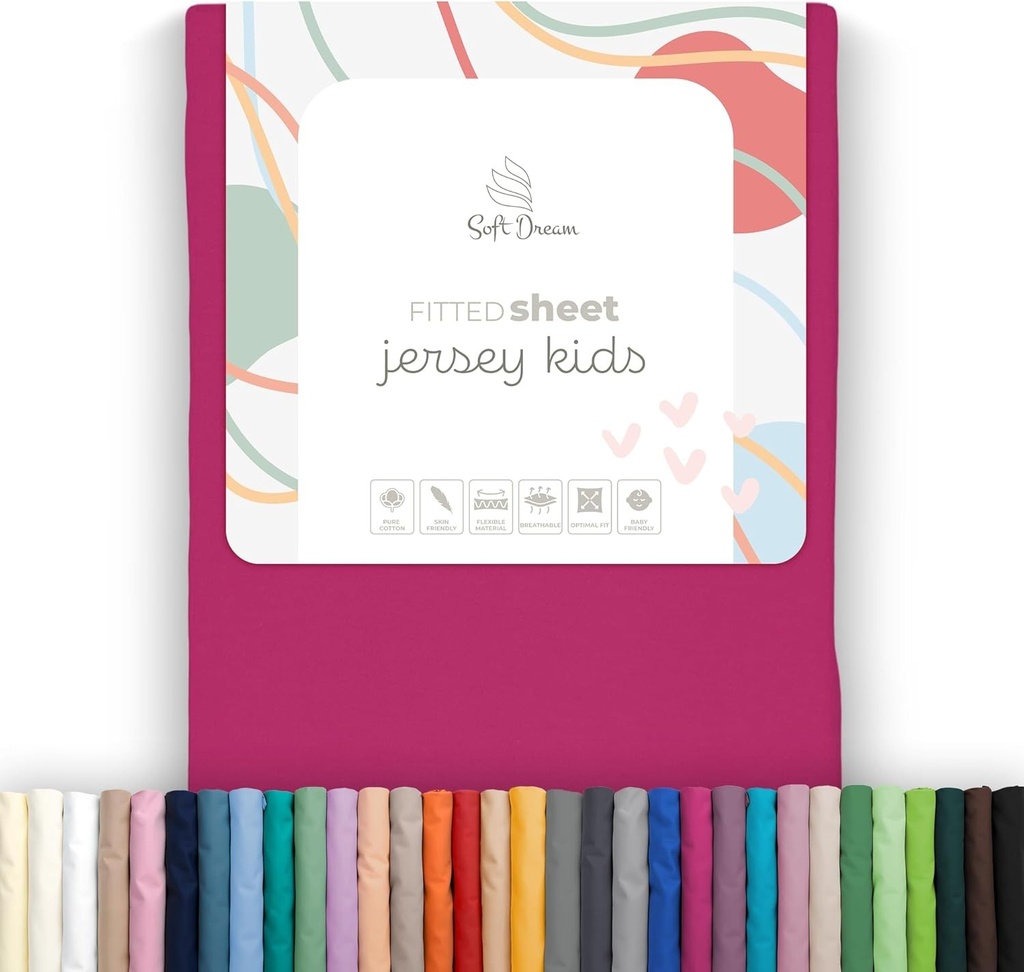 Cearsaf cu elastic Soft Dream 80x200 cm Lime - 100% bumbac pieptanat Jersey - Calitate Premium - Cearsaf cu elastic pentru pat de copil/junior - Certificat Oeko-Tex - Fabricat in UE - 80x200cm Lime