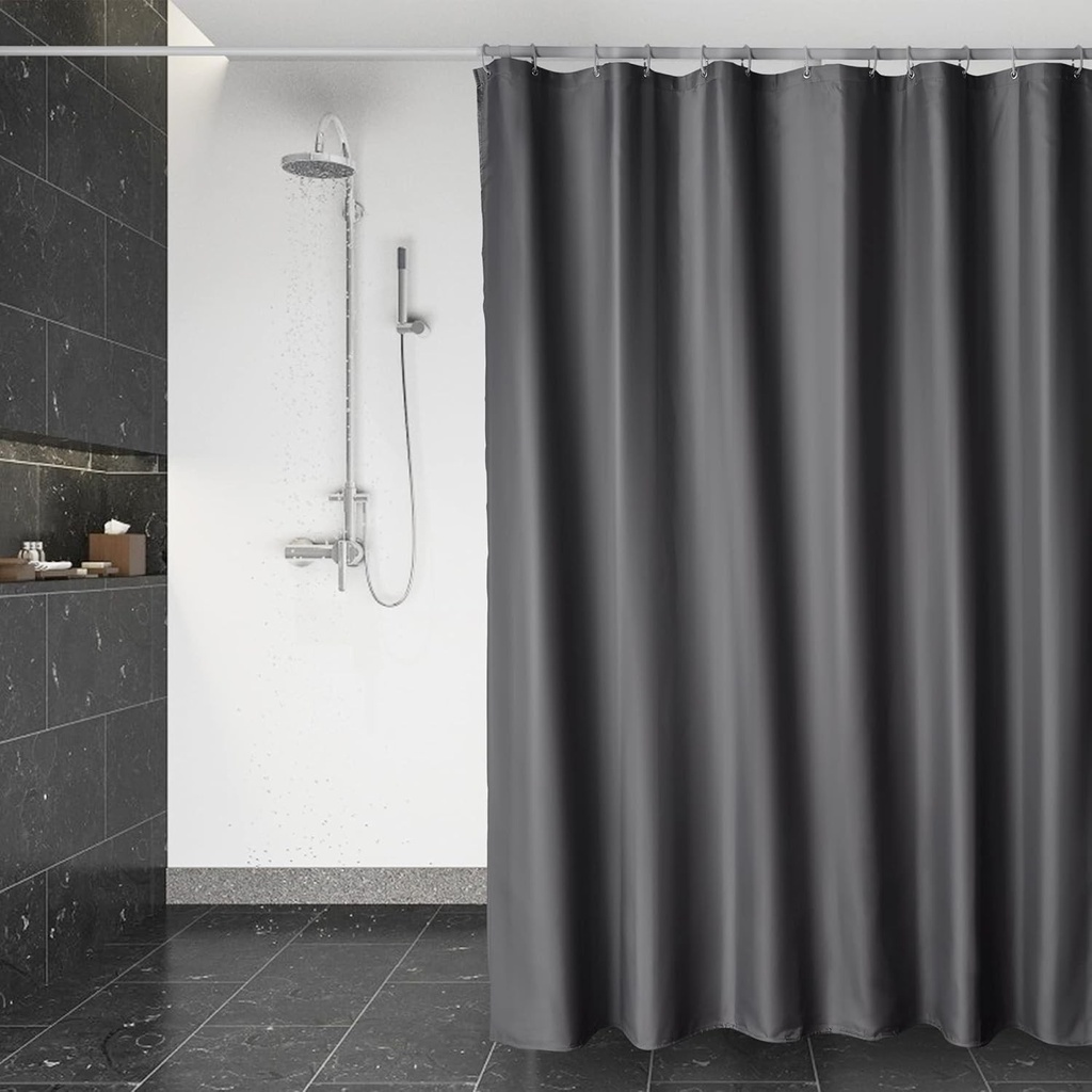 DUFU Perdea de dus impermeabila si lavabila | Material textil din poliester cu uscare rapida si 12 carlige | Protector de cada semitransparent (180x200cm, Gri inchis)