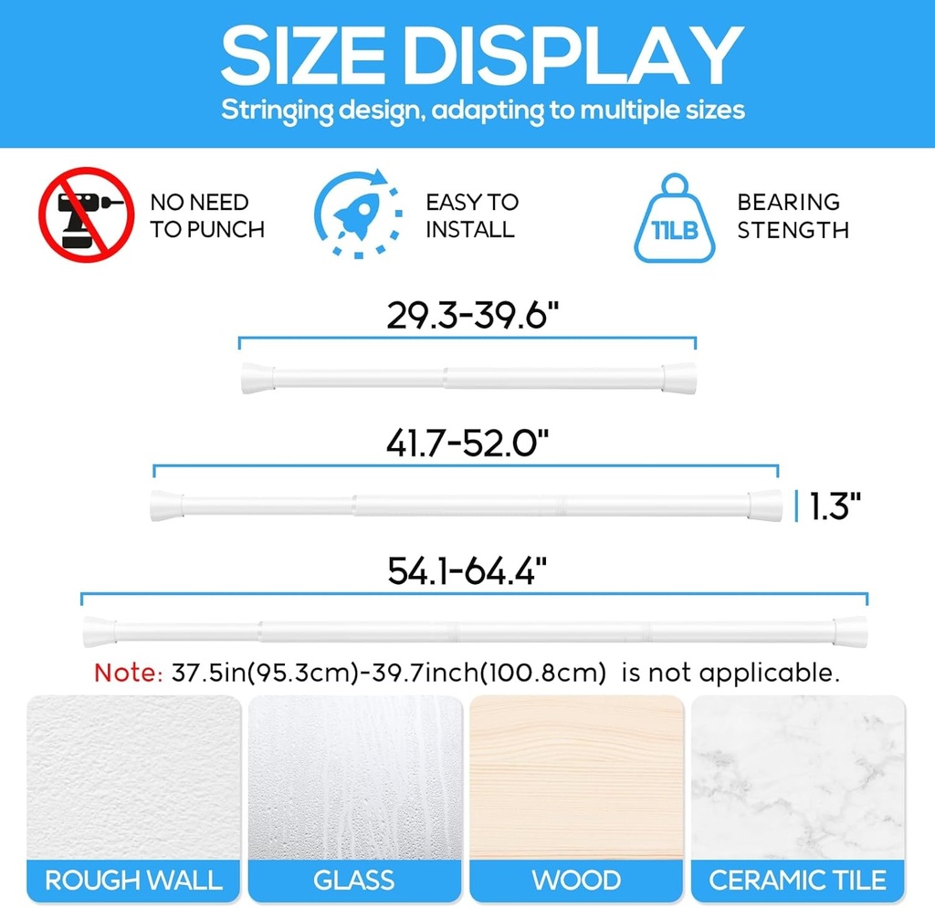 Zipglo 1 bucata bara perdea fara gaurire 75-163 cm bara telescopica perdea dus bara telescopica tija de tensionare reglabila pentru baie, fereastra, bucatarie, dulap, alb