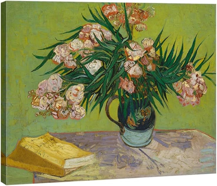 Wieco Art Oleanders 1888 Giclée Printuri pe panza Arta de perete de Van Gogh Picturi florale in ulei Reproducere pentru decoratiuni interioare Moderne intinse si inramate HD Clasice abstracte Flori Imagini de arta