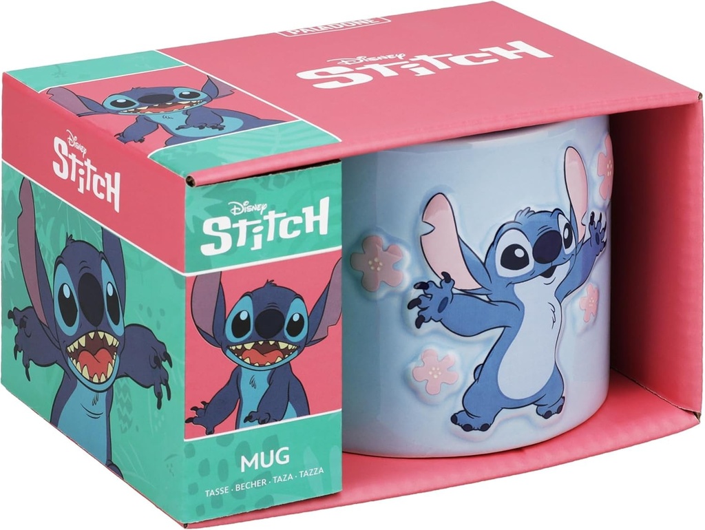 Paladone Cana Disney Lilo & Stitch, cana mare de cafea din ceramica, 400 ml, licentiata oficial, albastru pastel, pentru ceai si ciocolata calda, articol pentru fanii filmului