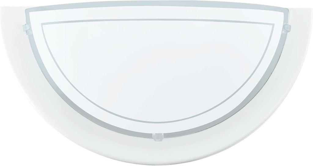 Lampa de perete Eglo Planet 1, lampa de perete cu o singura lumina, lampa de perete de interior din otel si sticla, lampa de living in alb si transparent, lampa de intrare cu soclu E27