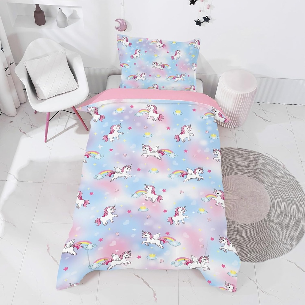 Set de lenjerie de pat INTOMENG pentru fete: Include fata de perna si husa de pilota din fibra ultrafina 3D (Panda01, 120x150cm+40x60cm)