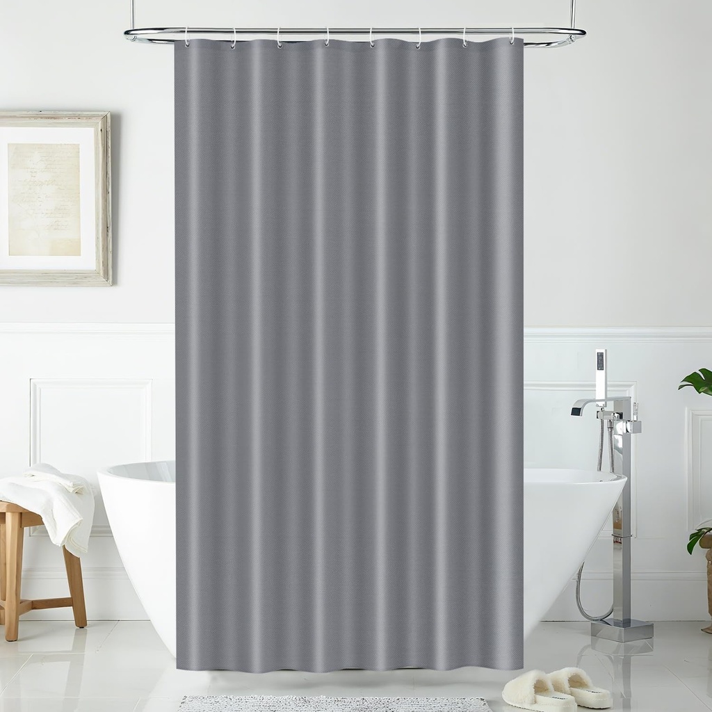 LUKDUNG Perdea de baie 120x200, textil din poliester, perdea de dus anti-mucegai pentru baie, perdea de dus pentru cada, impermeabila si lavabila, cu 8 carlige, gri deschis