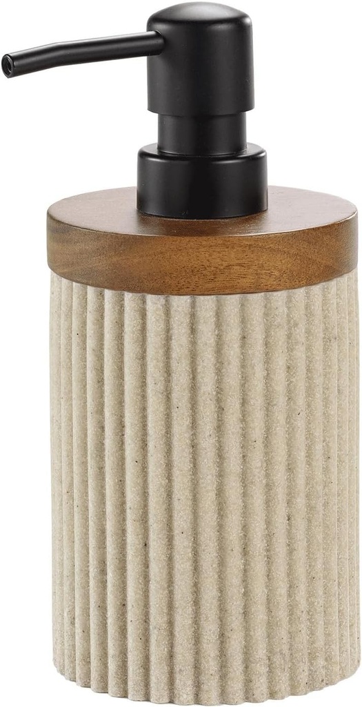 Moliciunea interiorului, dozator de sapun (diametru 8 x 17 cm) Niagara Natural, polirasina si salcam
