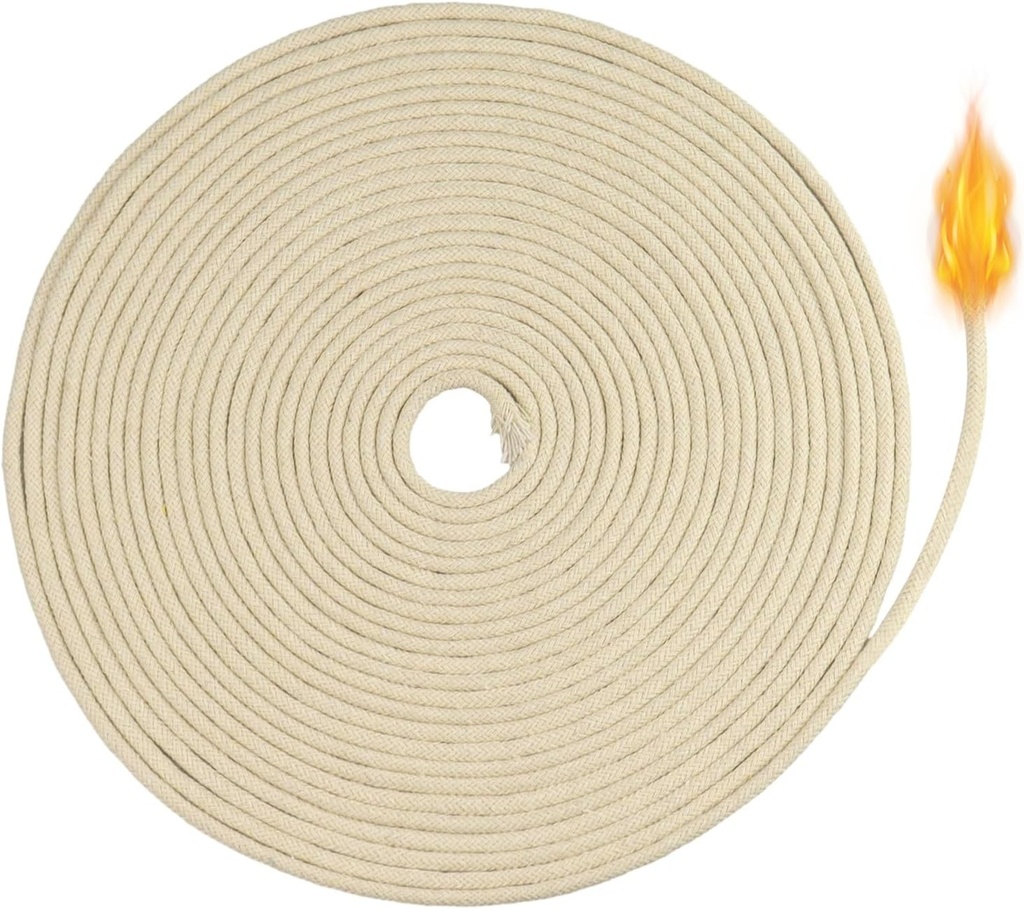 Fitil pentru lampa cu ulei, Suofuolef fitil din bumbac 10m x Ø 4mm pentru lampi cu petrol si lumanari DIY. Confectionare manuala a lumanarilor.