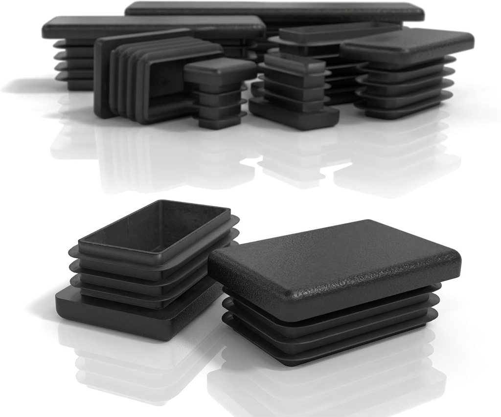 Dopuri lamelare PD® 35x20 mm pentru tevi patrate (dimensiuni exterioare) | Capace dreptunghiulare din plastic PE | Dopuri pentru acoperirea tevilor metalice si a profilelor din aluminiu | Dopuri dreptunghiulare negre | 4 bucati