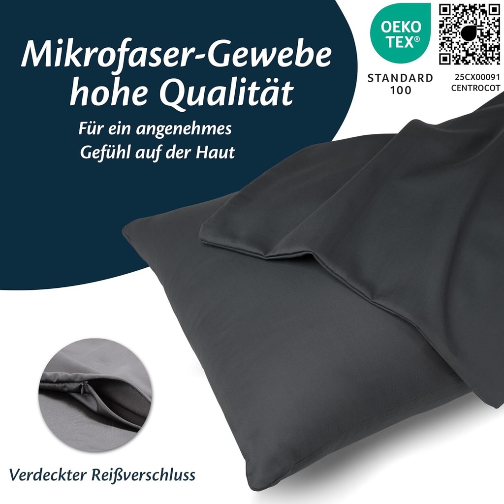 Fata de perna din microfibra premium 80x80cm, set de 2, husa de perna pentru canapea/pat, material super moale, durabil, lavabil, hipoalergenic, anti-acarieni cu fermoar invizibil