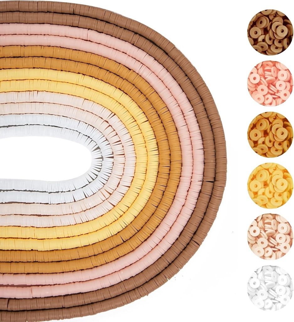 RUBY 4200 Piese Margele Heishi Colorate 6mm Margele de Lut pentru Insirat 12 x 40cm, Set pentru Coliere, Bratari, Cercei, Realizare Bijuterii DIY Adulti Copii, Culori Mixte (I)