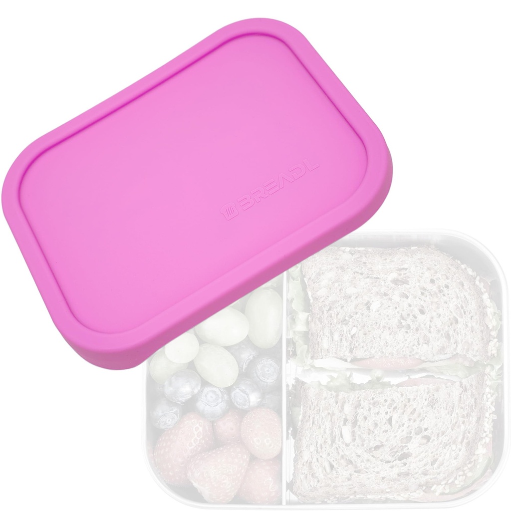 Capace din silicon pentru cutii de pranz din otel inoxidabil BREADL de 1000 ml, etanse, stivuibile, sigure pentru alimente (roz)