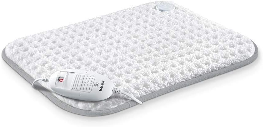 Beurer HK 42 - perna electrica de incalzire super pufoasa, potrivita pentru spate, gat, umeri sau abdomen, fabricata in Europa, 3 setari de temperatura, lavabila la masina, 44x33 cm