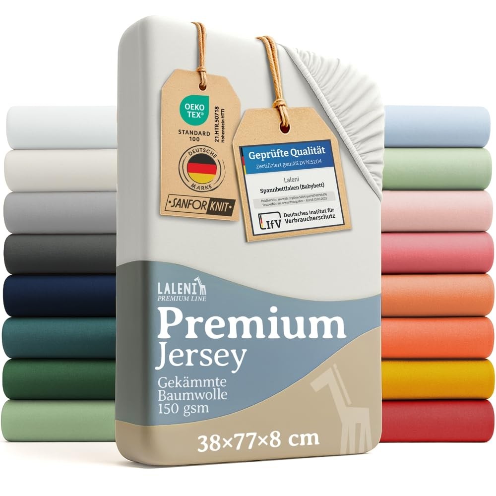 Laleni Cearsaf cu ajustari Premium 38x77cm Leagan oval pentru bebelusi, pachet de 2 | Cearsaf cu ajustari certificat OEKO-TEX pentru patut | Husa tip cosulet Moses din bumbac | Cearsaf cu ajustari pentru carucior | Lenjerie de pat pentru bebelusi | Ivory