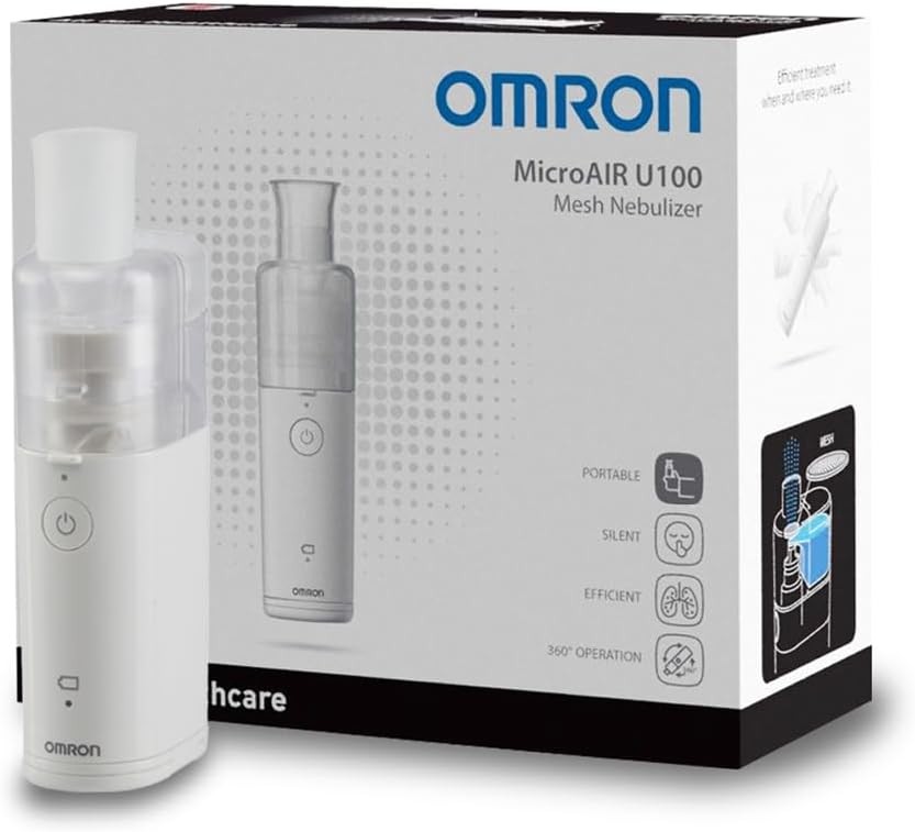 Aerosol portabil OMRON MicroAIR U100 pentru adulti si copii, cu adevarat silentios si utilizabil in orice pozitie. Pentru un tratament mai eficient si mai rapid datorita tehnologiei cu plasa.