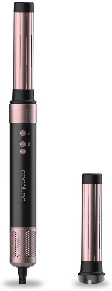 Aerograf Cecotec Coanda Bamba CermicCare 2 in 1 AirGlam Black Technology, 2 capete, 1400 W, motor digital, eliminator de incretire, 3 viteze, 3 temperaturi