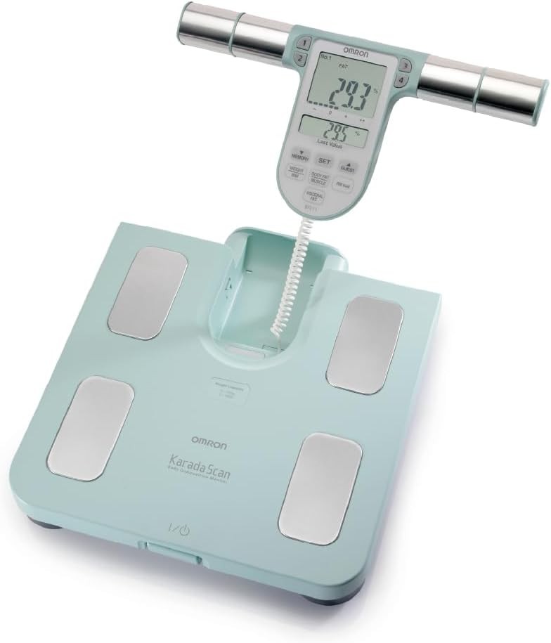 Cantar personal OMRON BF511: Cantar pentru masurarea grasimii corporale si a masei musculare - 8 senzori cu masurare mana-picior, pana la 150 kg, pentru adulti si copii de la 6 ani.