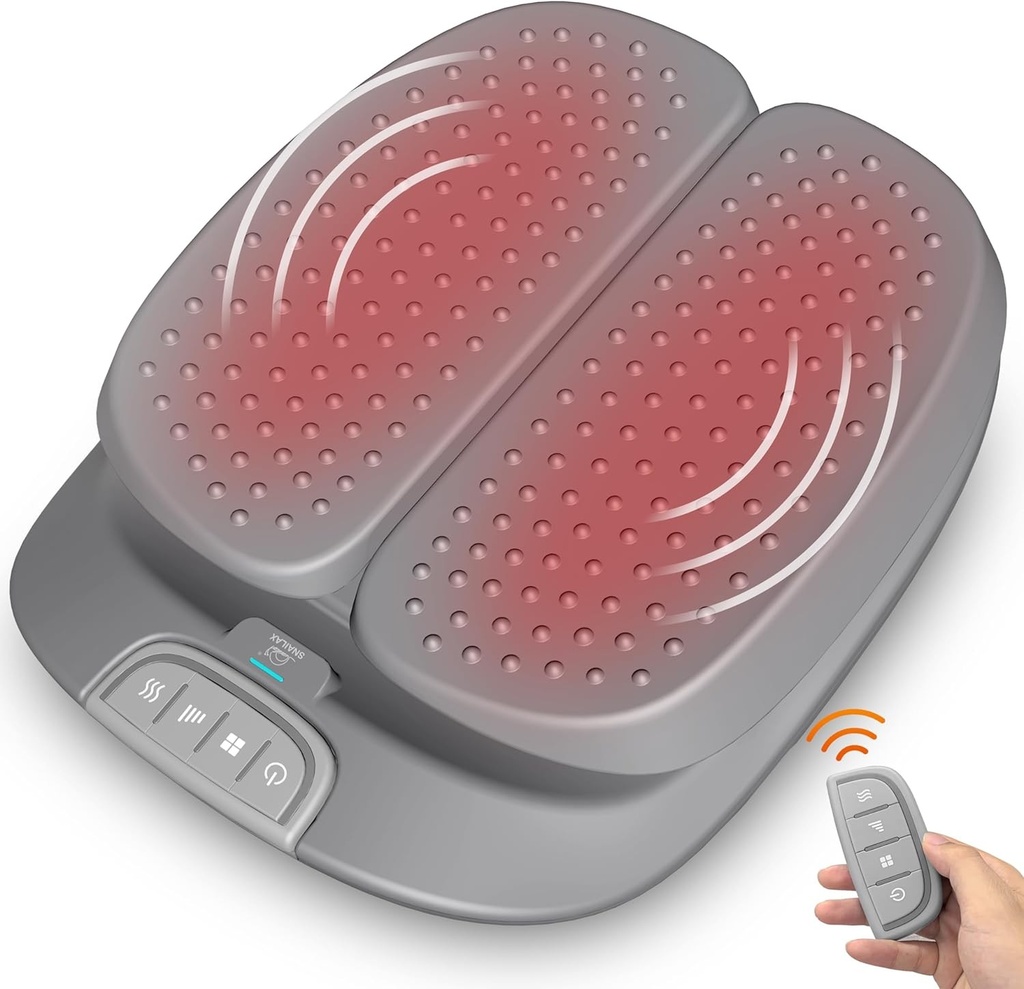 Aparat de masaj pentru picioare Snailax Shiatsu cu functie de caldura, masaj electric pentru picioare cu vibratii, dispozitiv de masaj pentru picioare cu telecomanda, cadouri