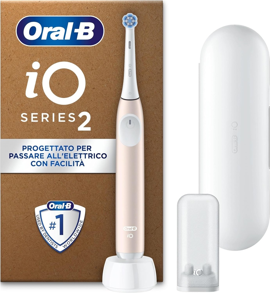 Periuta de dinti electrica Oral-B iO Series 2, 1 cap de periuta, 3 moduri de curatare pentru ingrijire orala, tehnologie magnetica, husa de calatorie, husa pentru cap de periuta de calatorie, conceputa de Braun, roz calm