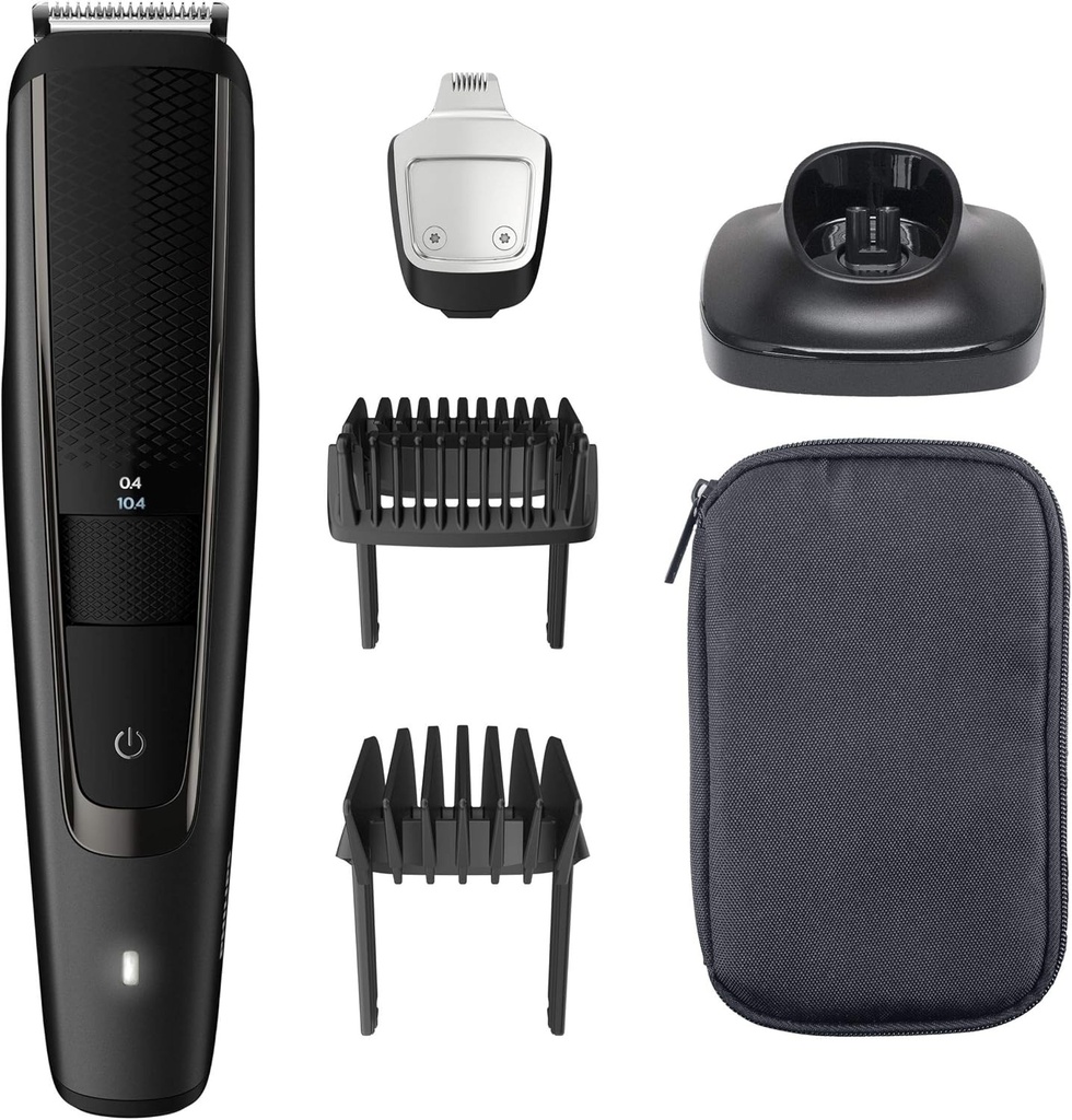 Aparat de tuns barba Philips BT5515/15, castigator al testului Stiftung Warentest, aparat de tuns barba, 40 de setari de lungime, tundere uniforma datorita sistemului Lift & Trim, lame metalice cu auto-ascutire, autonomie a bateriei de 90 de minute