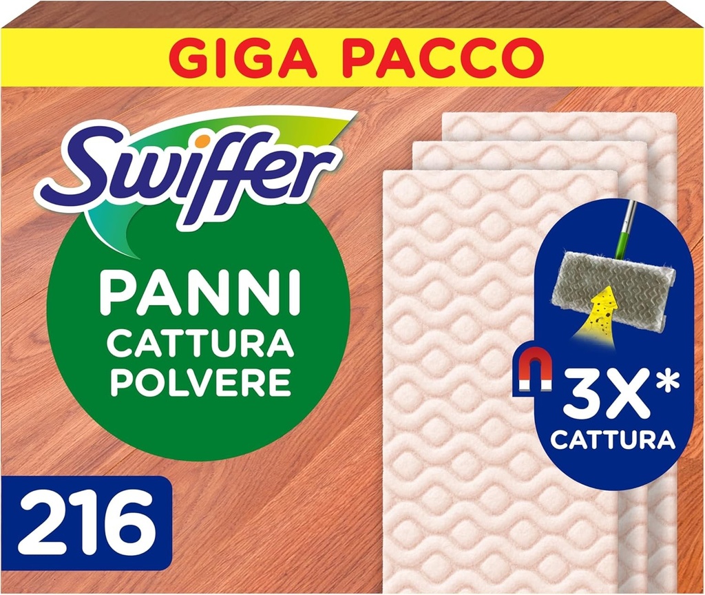 Lavete Swiffer pentru colectarea prafului, 216 lavete din microfibra uscate, capteaza praful si murdaria, excelente pentru toate tipurile de podele si par de animale, format Giga
