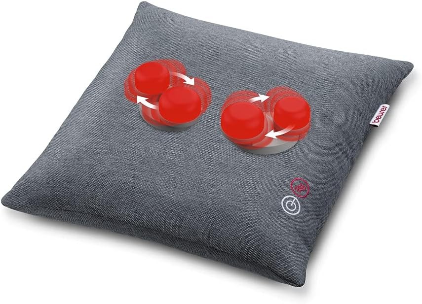 Perna de masaj Beurer MG 135 Shiatsu cu functie de incalzire, 4 capete de masaj, oprire automata, husa lavabila, pentru umeri, gat, spate si picioare, 40 x 40 cm