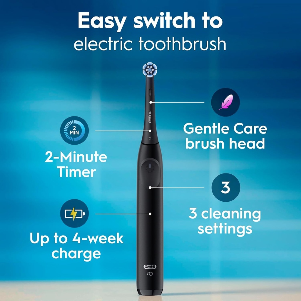 Periuta de dinti electrica reincarcabila Oral-B iO Series 2, alb pur, cu 1 cap de periuta delicat - senzor automat de presiune pentru protejarea gingiilor - 3 moduri - temporizator de 2 minute