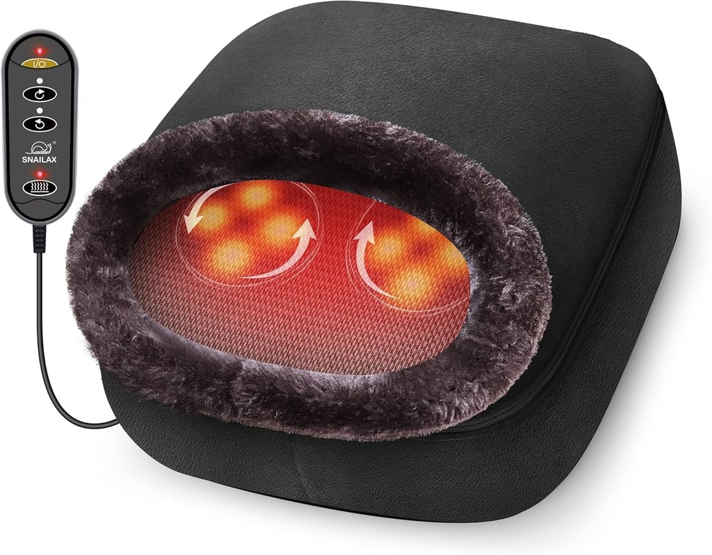 Aparat de masaj pentru picioare Snailax Shiatsu cu functie de caldura, incalzitor pentru picioare cu masaj 2 in 1 prin framantare, masaj pentru spate, masaj electric pentru relaxare, cadouri pentru barbati/femei/mama/tata