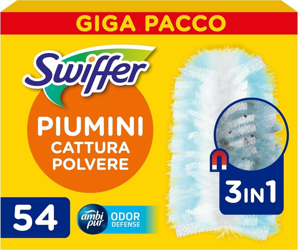 Captatoare de praf Swiffer Duster, 54 de captatoare, capteaza si retine praful si murdaria, ajunge in cele mai dificile zone ale casei, format Giga